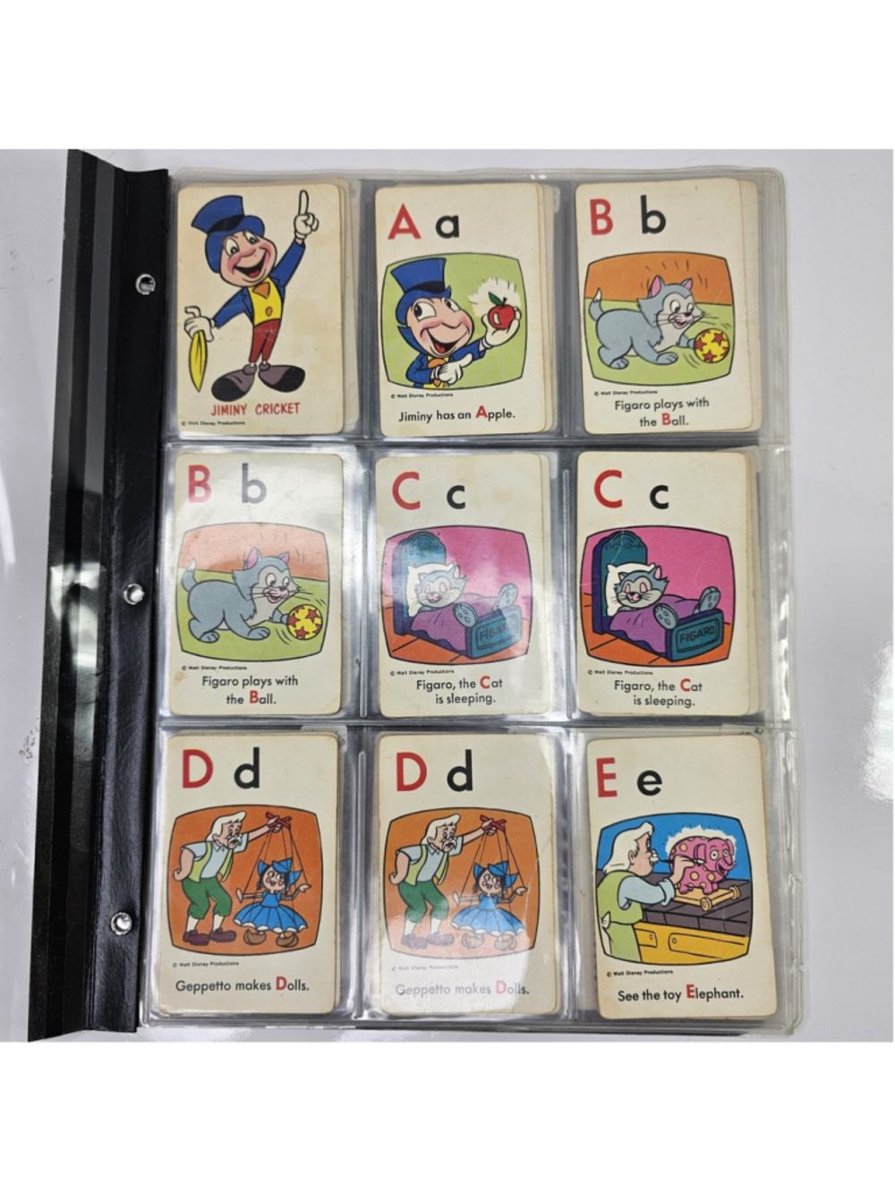 Vintage Walt Disney Pinocchio ED-U-Cards Alphabet Word Game Partial Card Set
